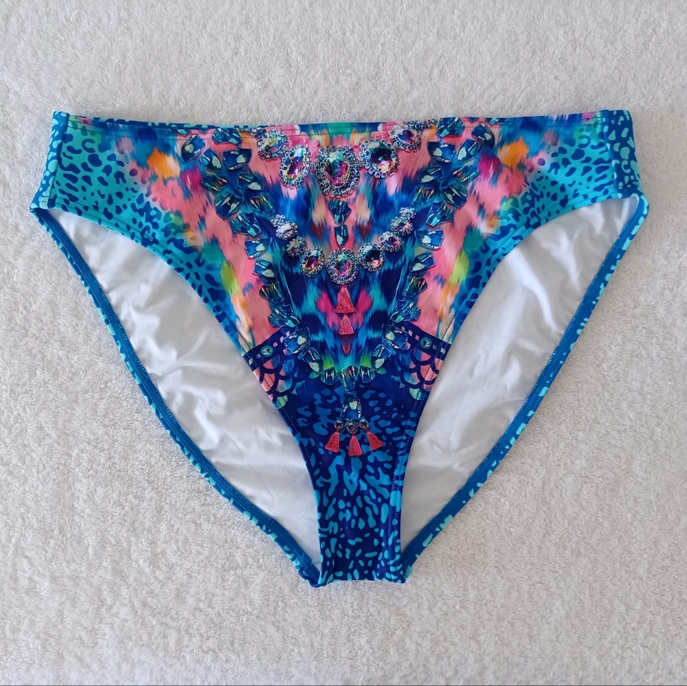 Venus High-Waist Bikini Bottom, Timeless Treasure, Size 14